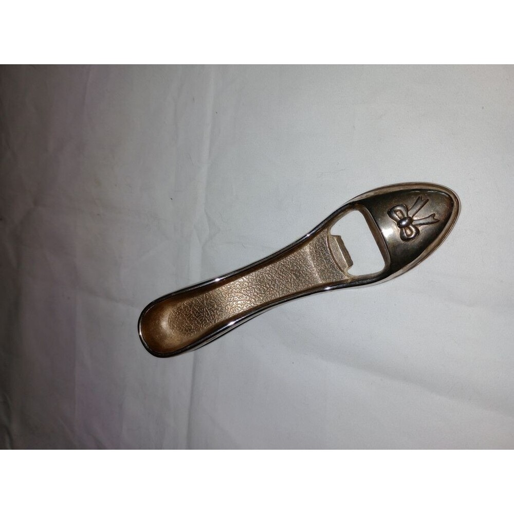 High Heel Shoe Bottle Opener Bronze Vintage Metal Bow Accent Novelty Bar Tool